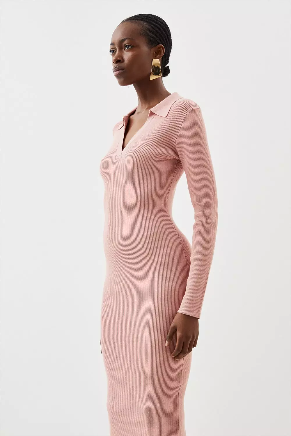 Pink knitted midi store dress